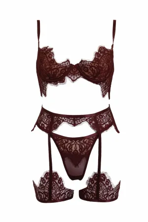 Kinsley Lace 3 Piece Set - Burgundy