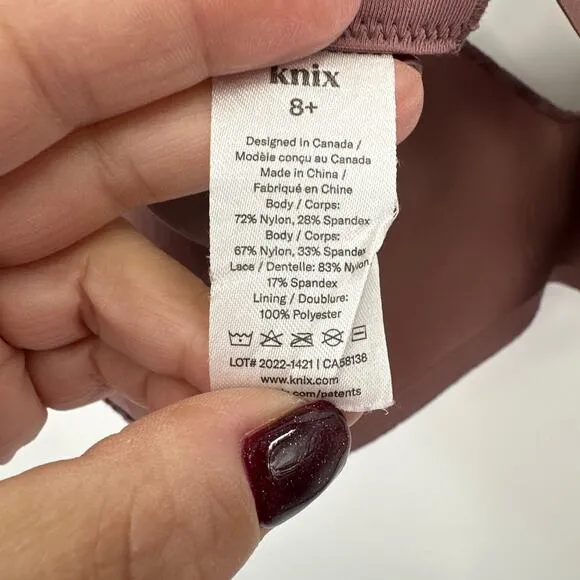 Knix Lace WingWoman Contour Bra Size 8  Dark Mauve