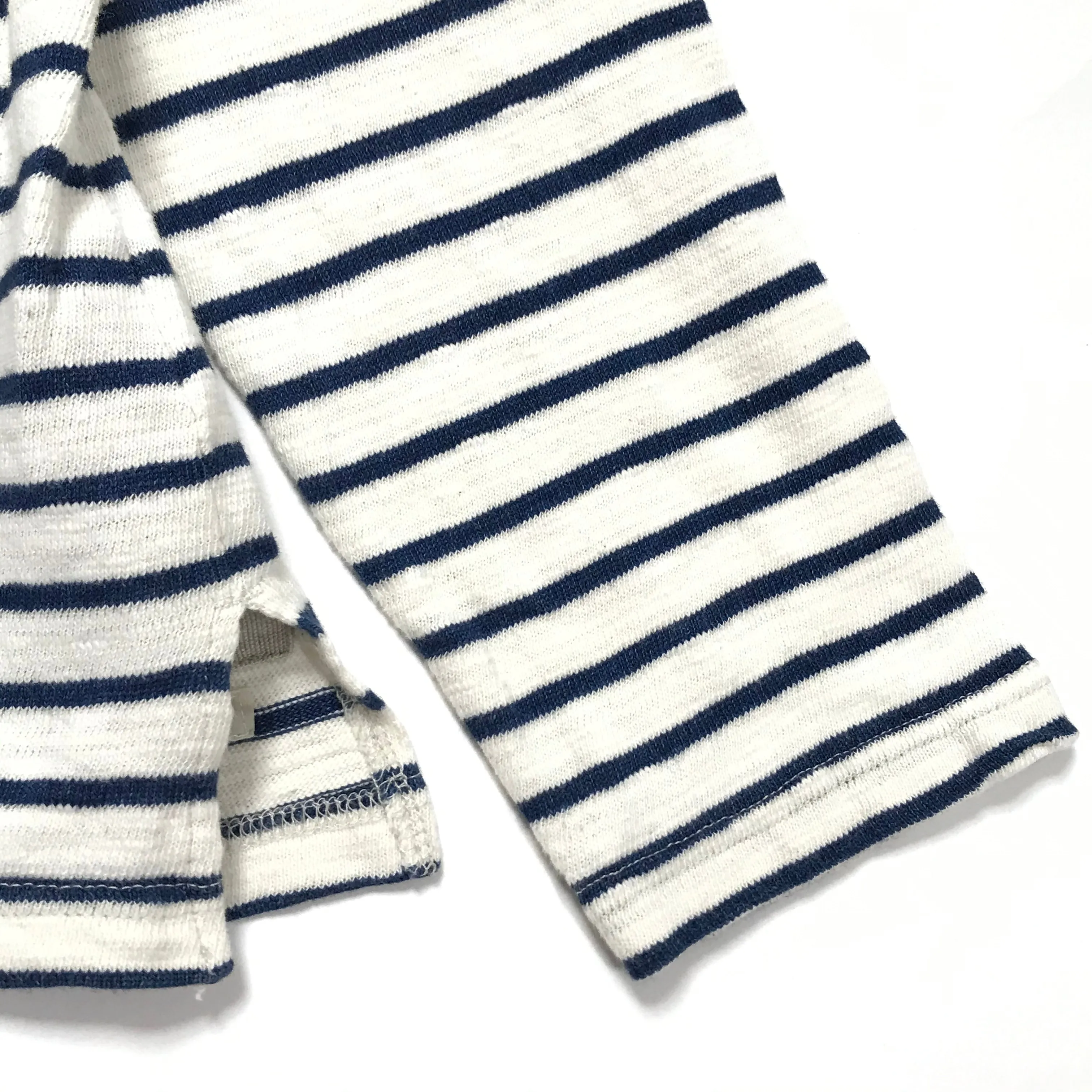 [L] Kapital Navy Border L/S Tee White/Indigo