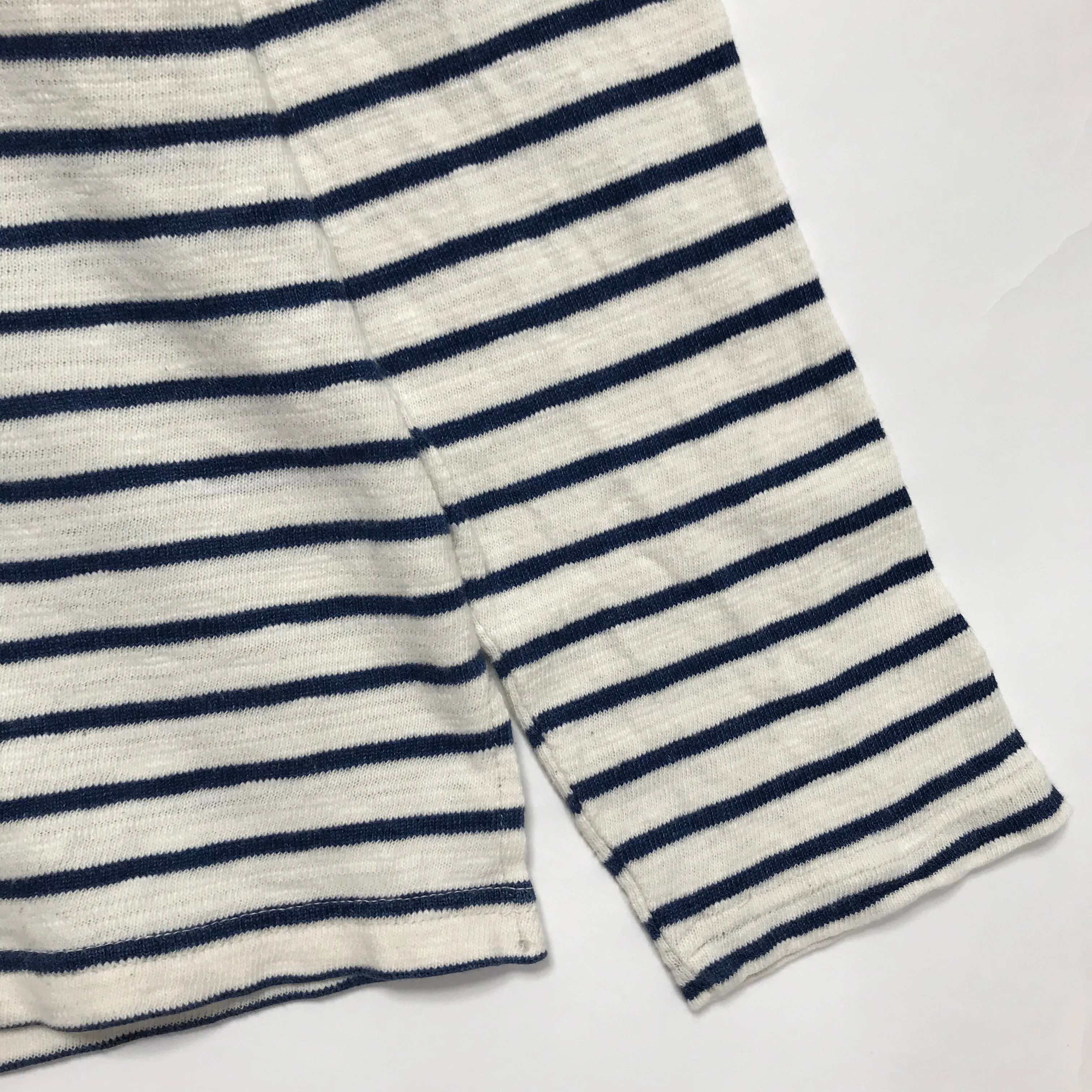 [L] Kapital Navy Border L/S Tee White/Indigo