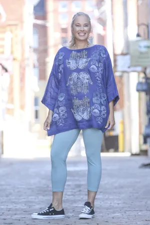 L594-Oversized Square Linen Top  Deep Blue Sea-P