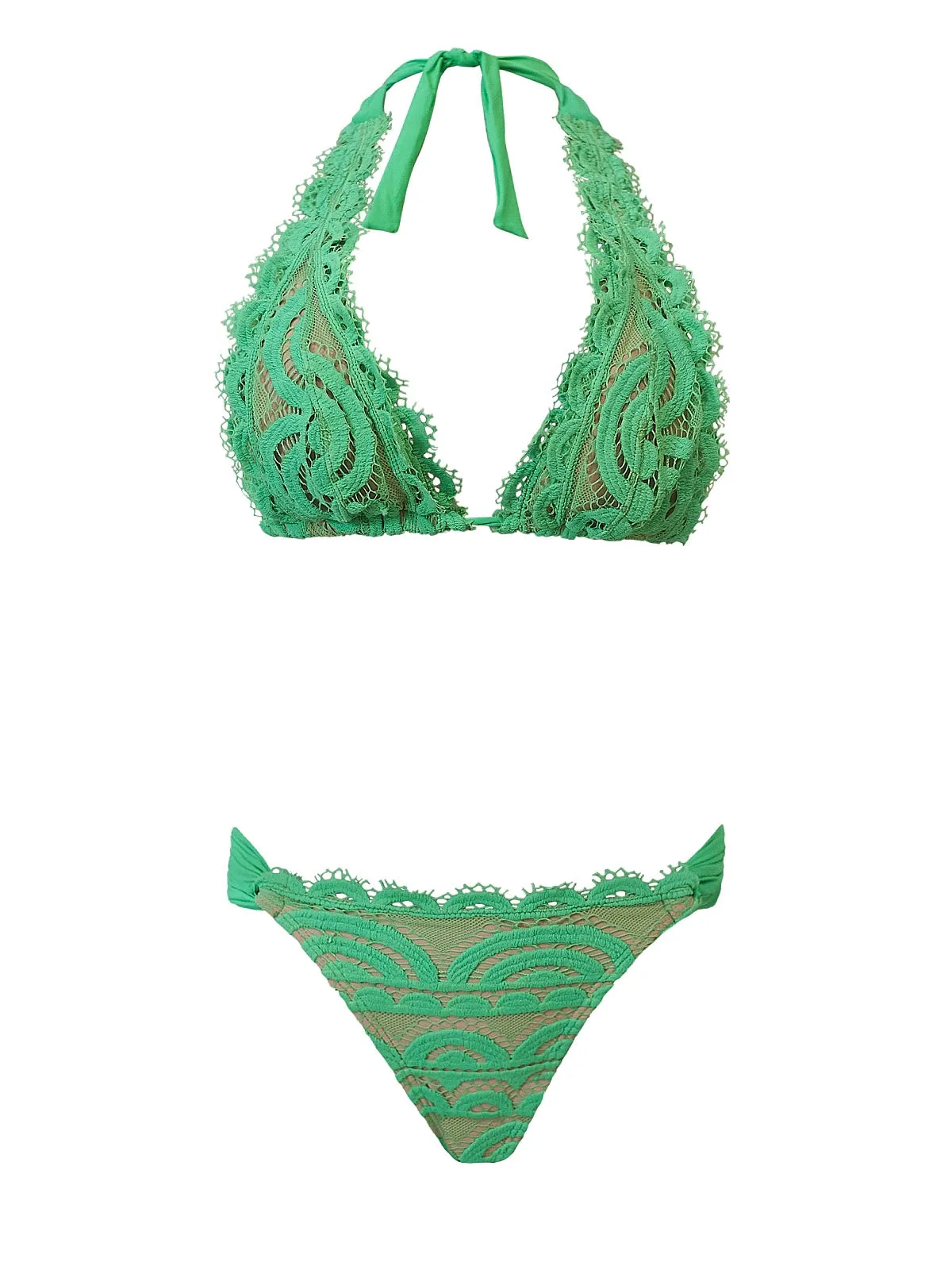 Lace Halter-Lace Fanned Bikini ::RET