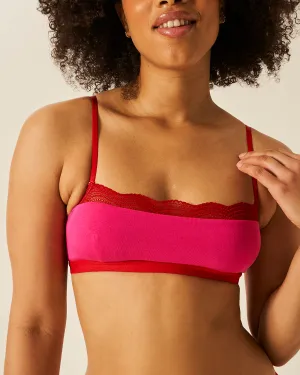 Lace Square Bra - Raspberry and Scarlet