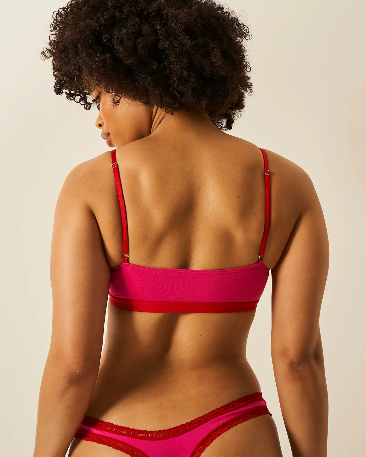 Lace Square Bra - Raspberry and Scarlet