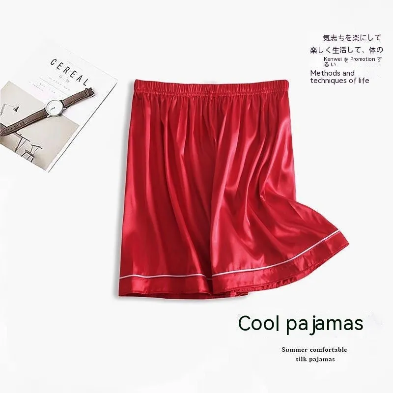 Large Men's Ice Silk Pajama Shorts - Lightweight and Comfortable