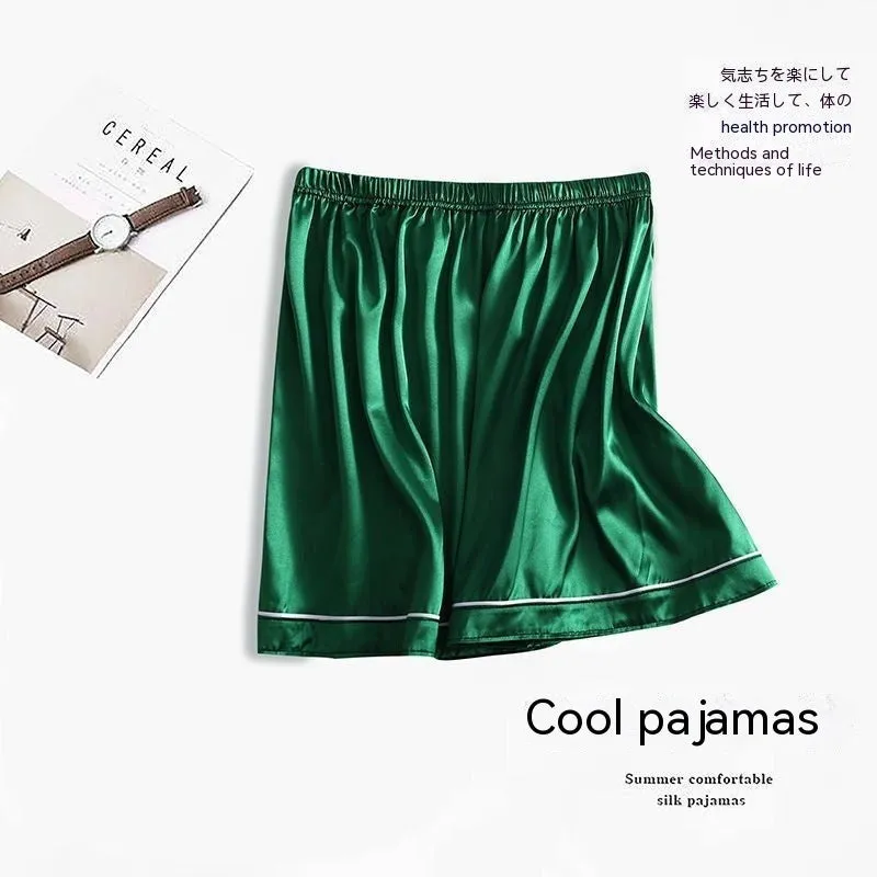 Large Men's Ice Silk Pajama Shorts - Lightweight and Comfortable