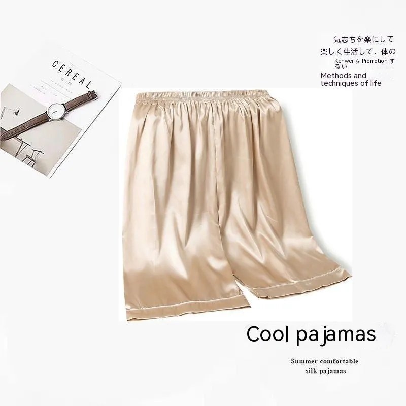 Large Men's Ice Silk Pajama Shorts - Lightweight and Comfortable