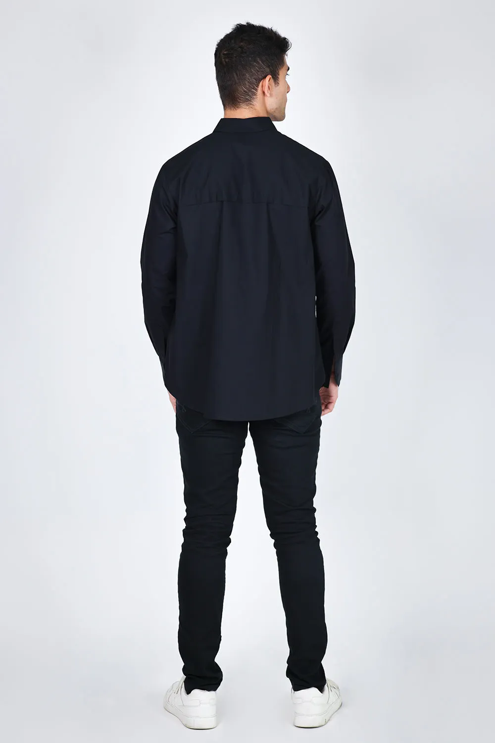 Leather Flap Pocket Shirt Grey