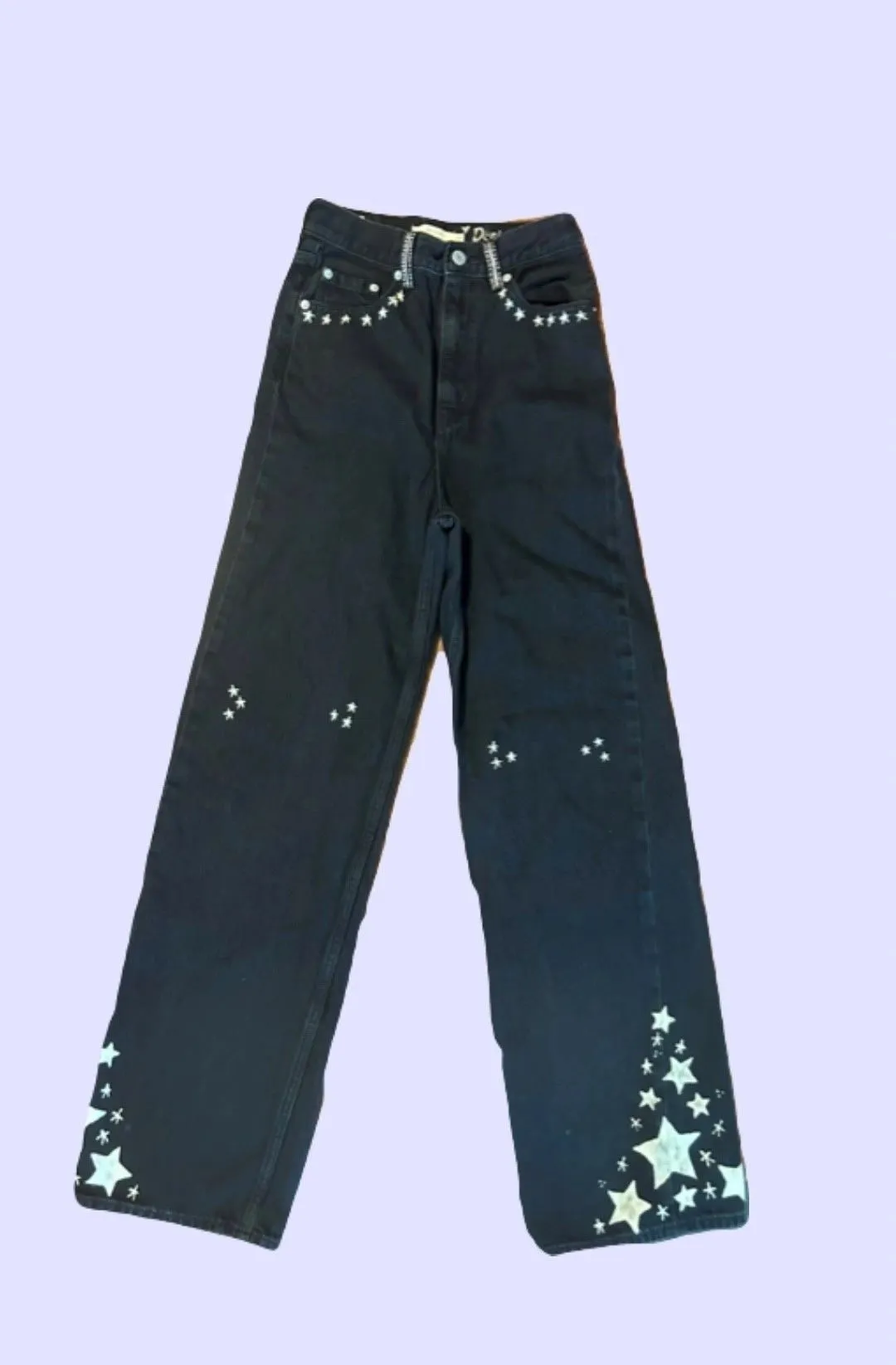 Levi's High Loose Black Denim Jean with Star Design