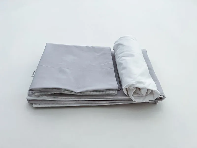 Light Gray and White Baby Crib Bedding Set Starter