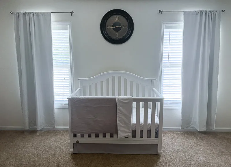 Light Gray and White Baby Crib Bedding Set Starter