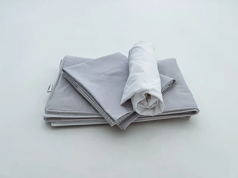 Light Gray and White Baby Crib Bedding Set Starter