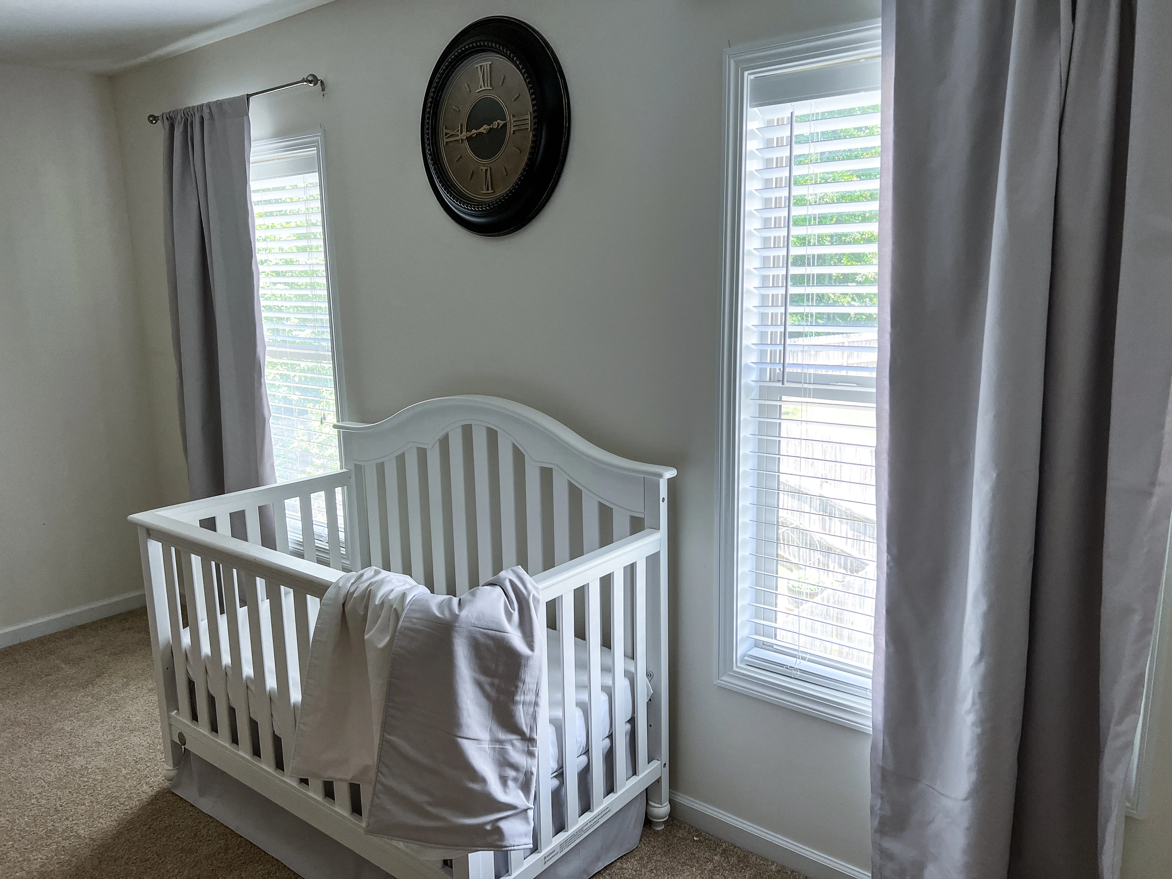 Light Gray and White Baby Crib Bedding Set Starter