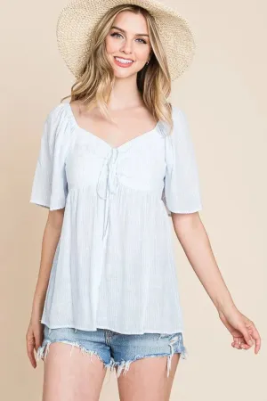 Lime 'N' Chili Thin Striped with Tie Front Babydoll Top