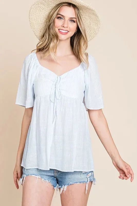 Lime 'N' Chili Thin Striped with Tie Front Babydoll Top