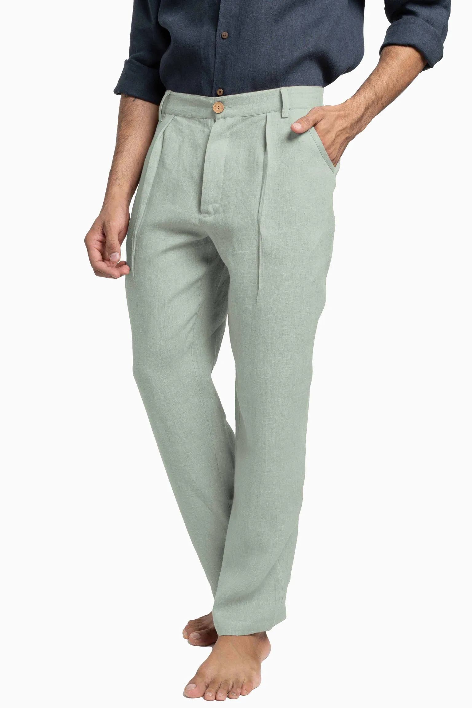 Linen Silas Pant-Petal Pink