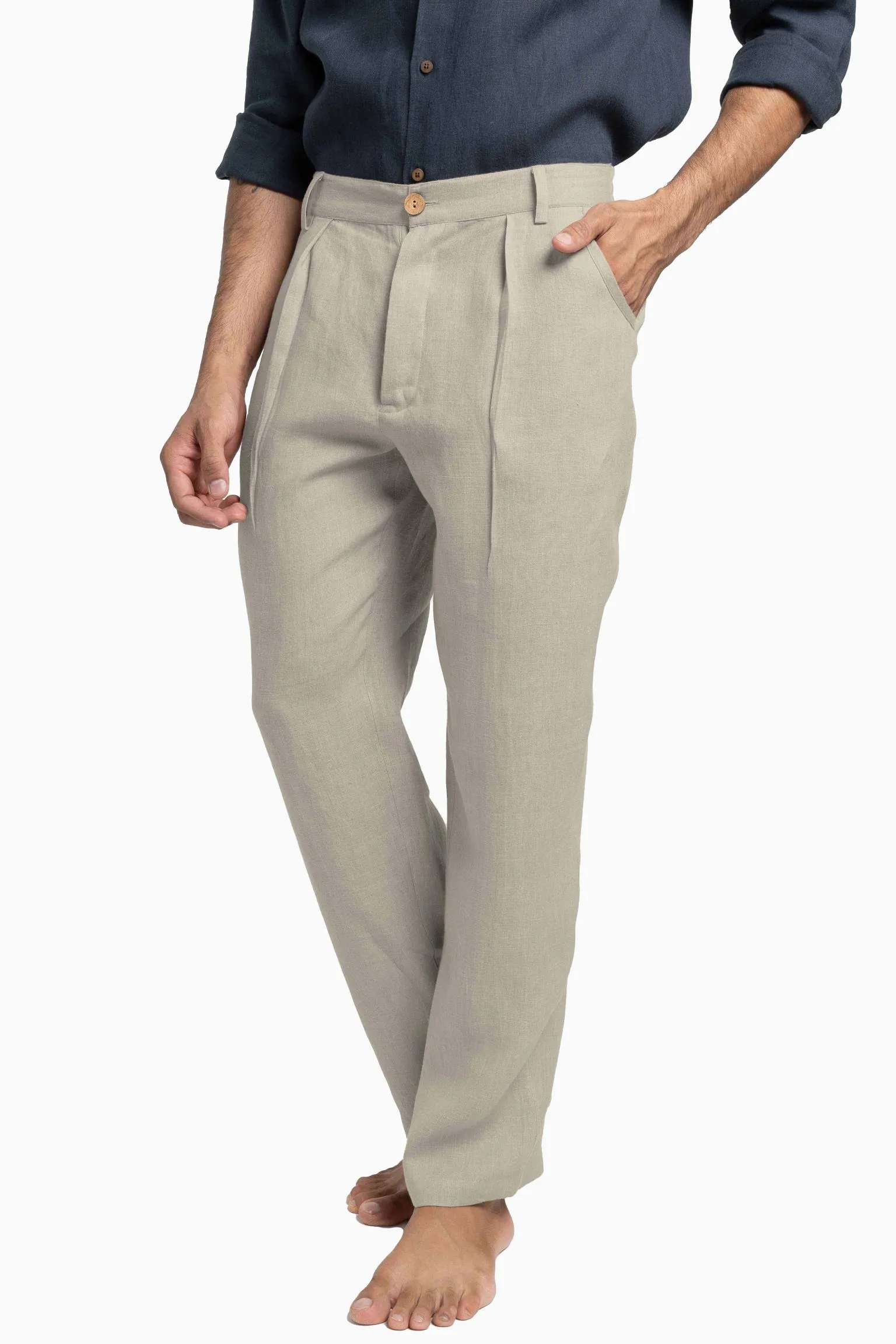 Linen Silas Pant-Petal Pink