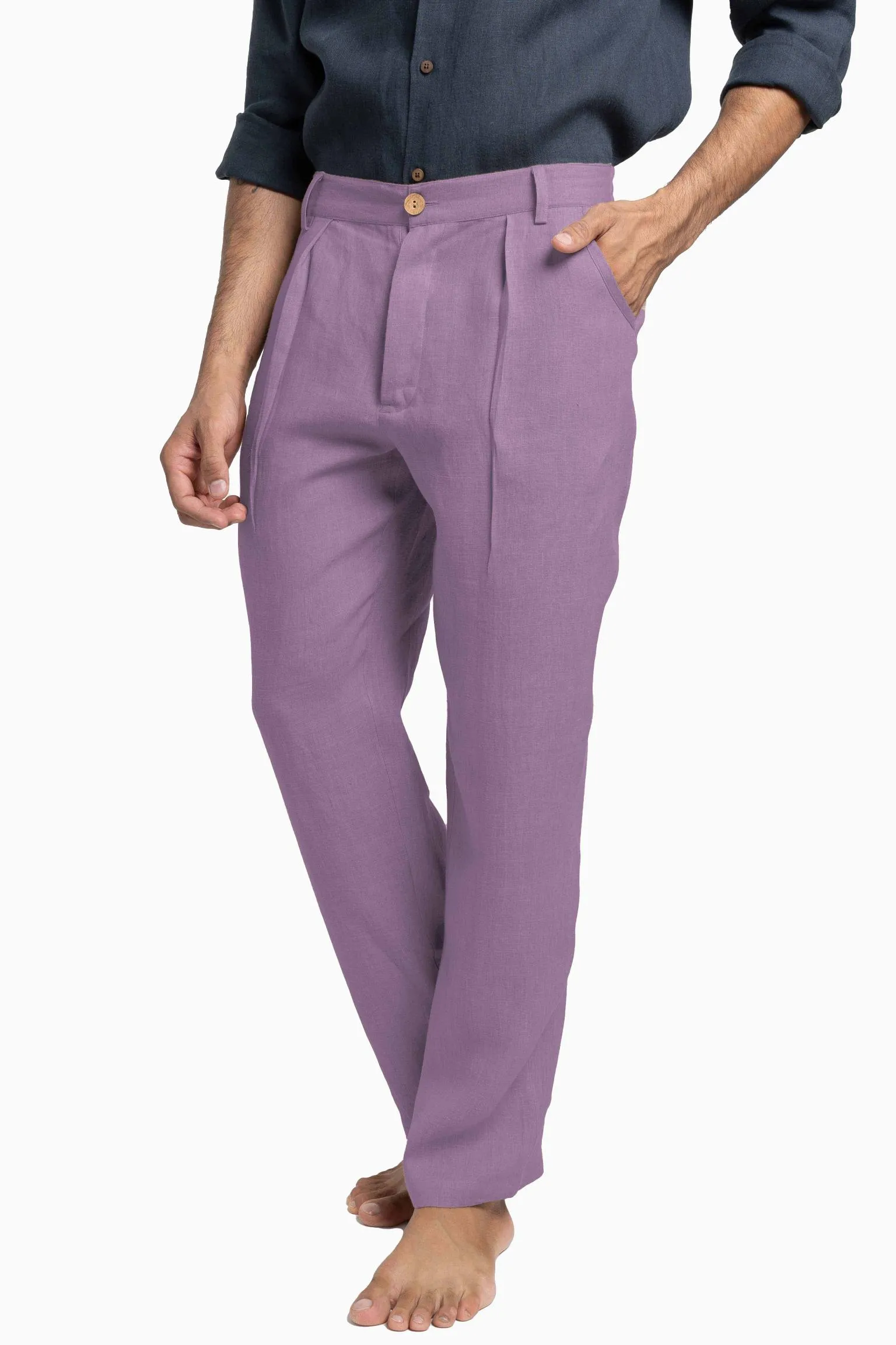 Linen Silas Pant-Petal Pink