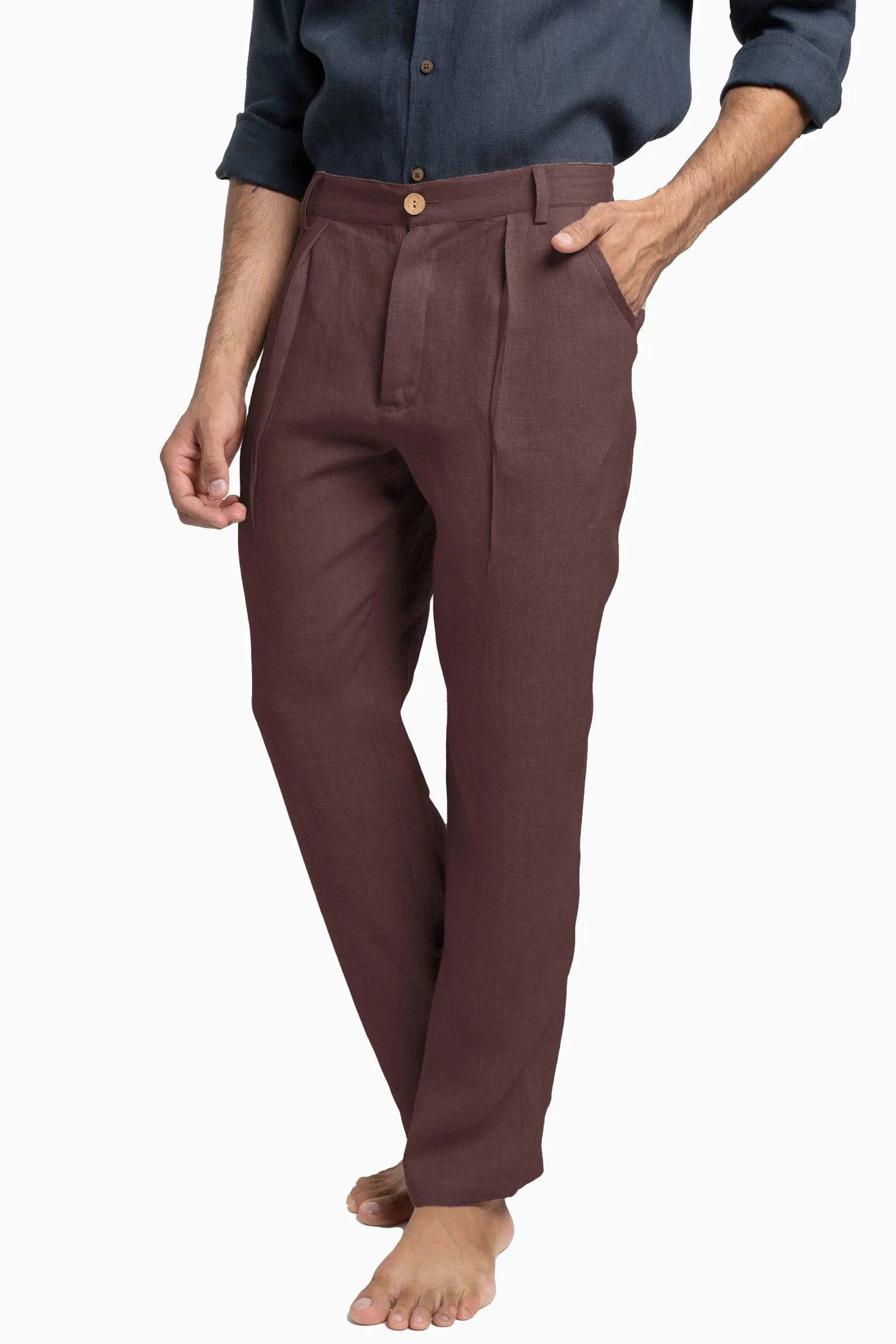 Linen Silas Pant-Petal Pink