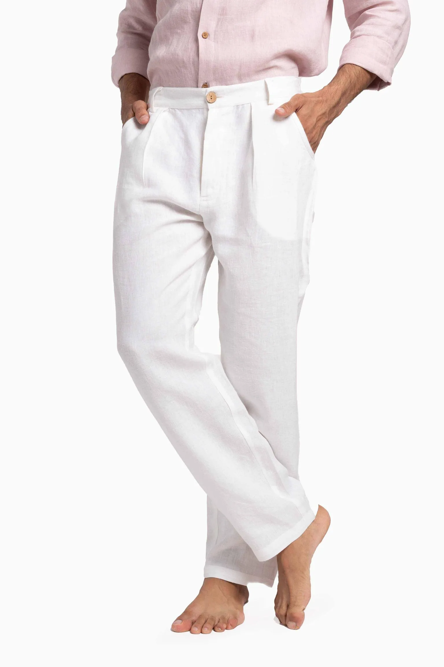 Linen Silas Pant-Petal Pink