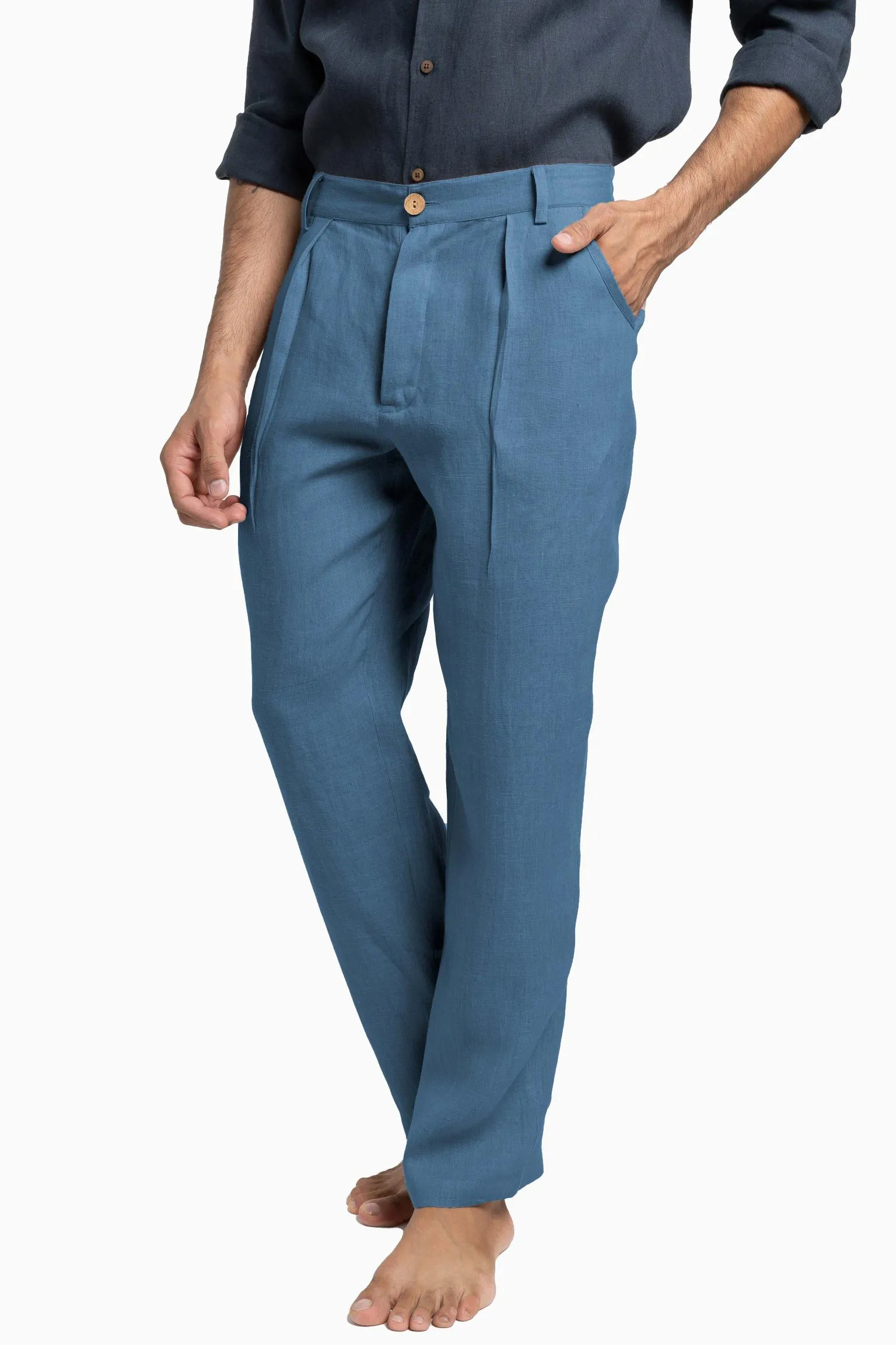 Linen Silas Pant-Petal Pink