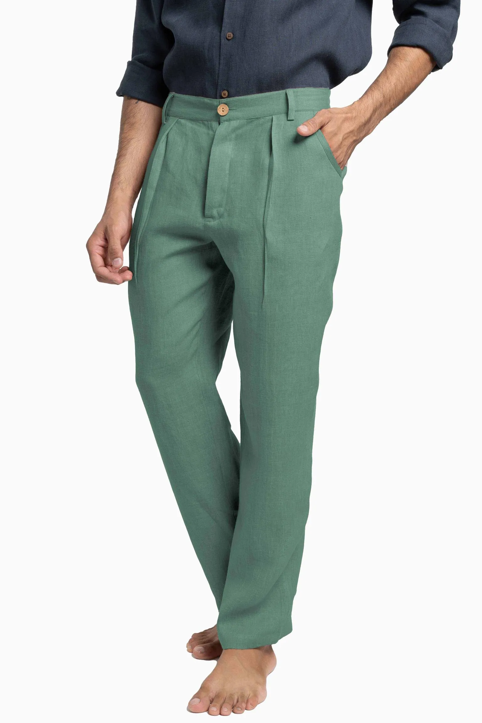 Linen Silas Pant-Petal Pink