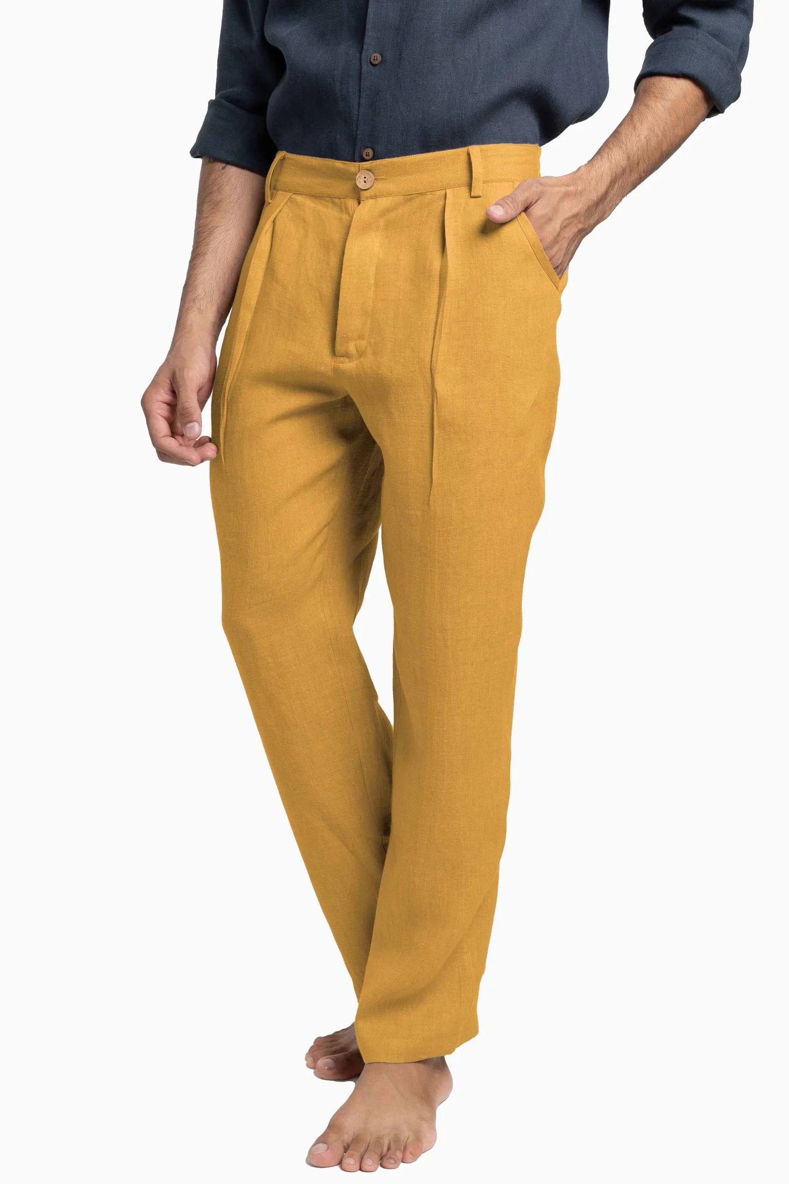 Linen Silas Pant-Petal Pink