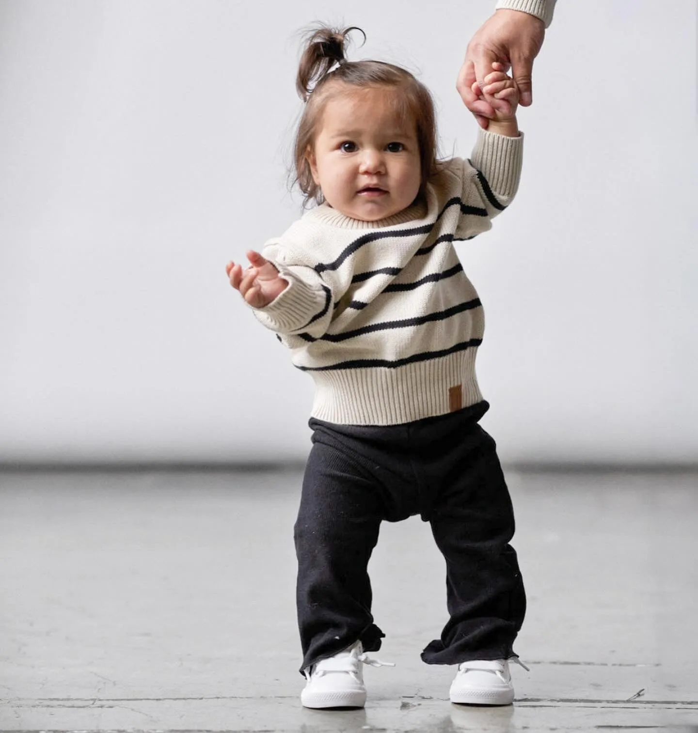 Little Bipsy Ribbed Flare Pants - Black