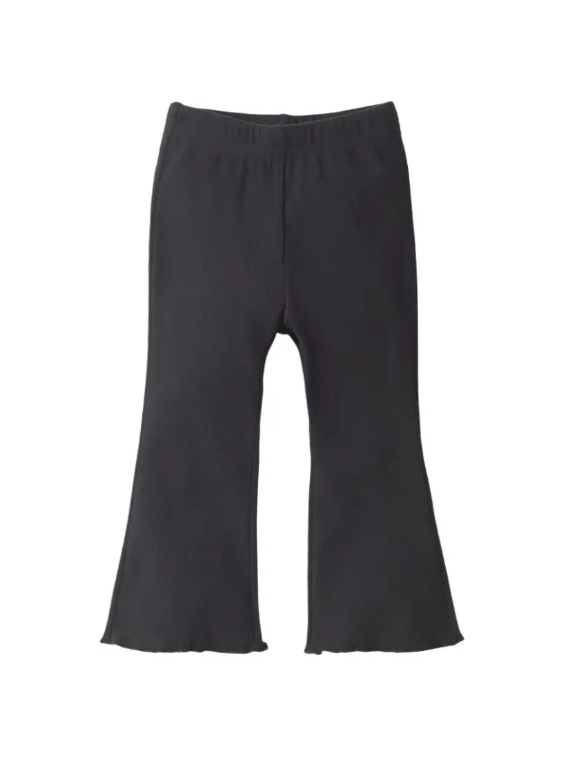 Little Bipsy Ribbed Flare Pants - Black