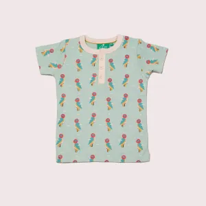 Little Woodpecker Short Sleeve Henley Top