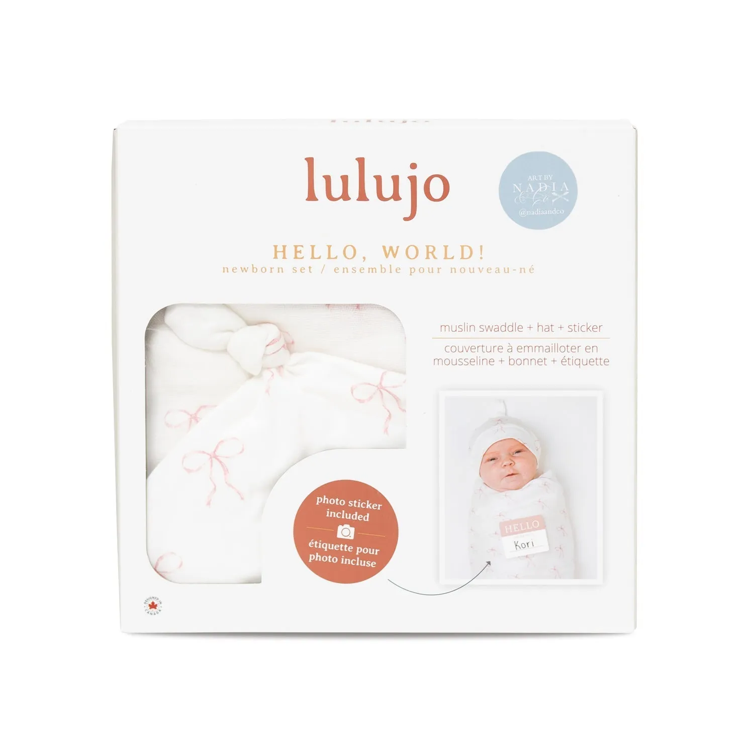 Lulujo Hello World Hat & Swaddle Sets - Bows