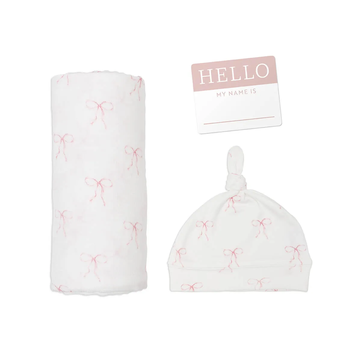 Lulujo Hello World Hat & Swaddle Sets - Bows
