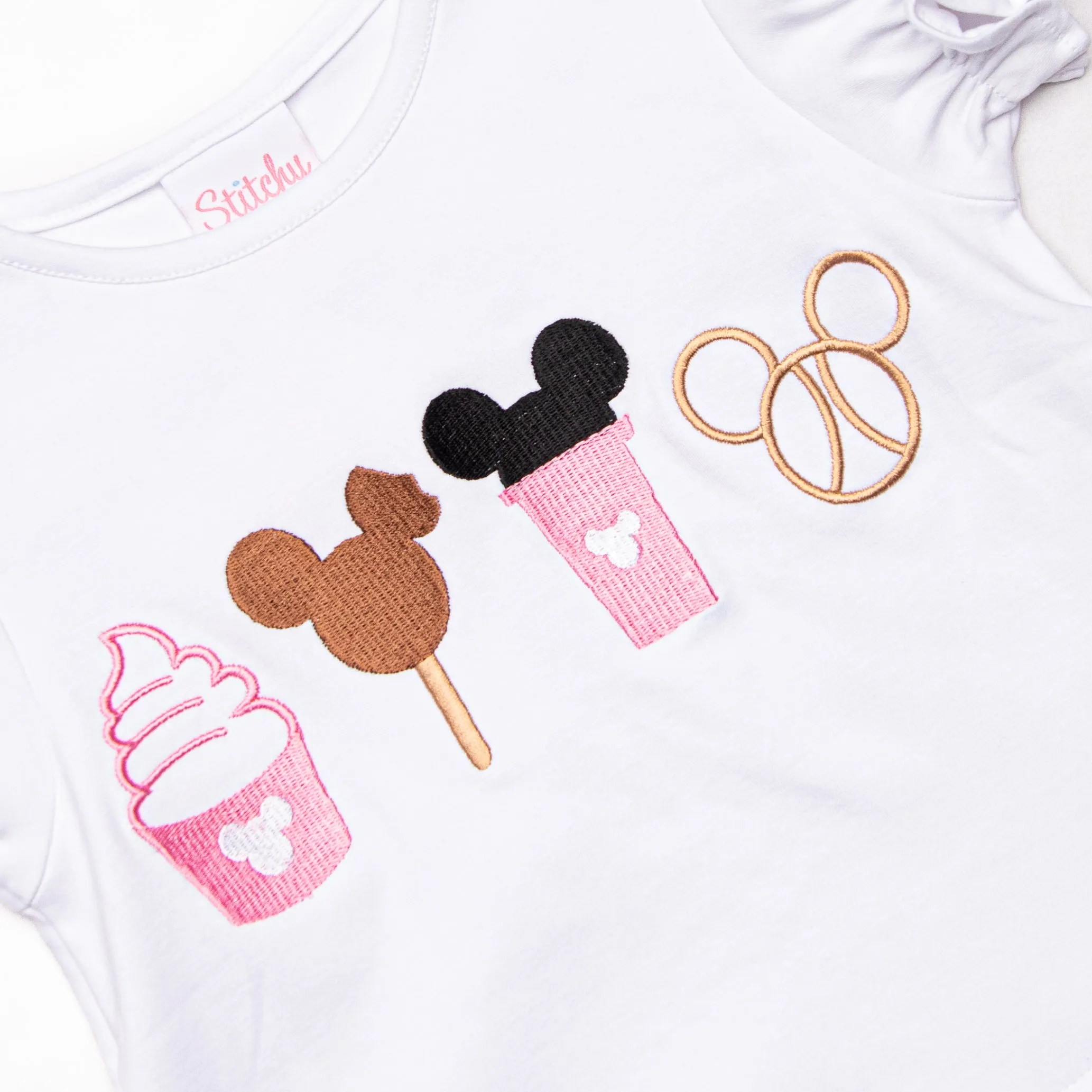 Magical Snacks Applique Ruffle Short Set, Pink