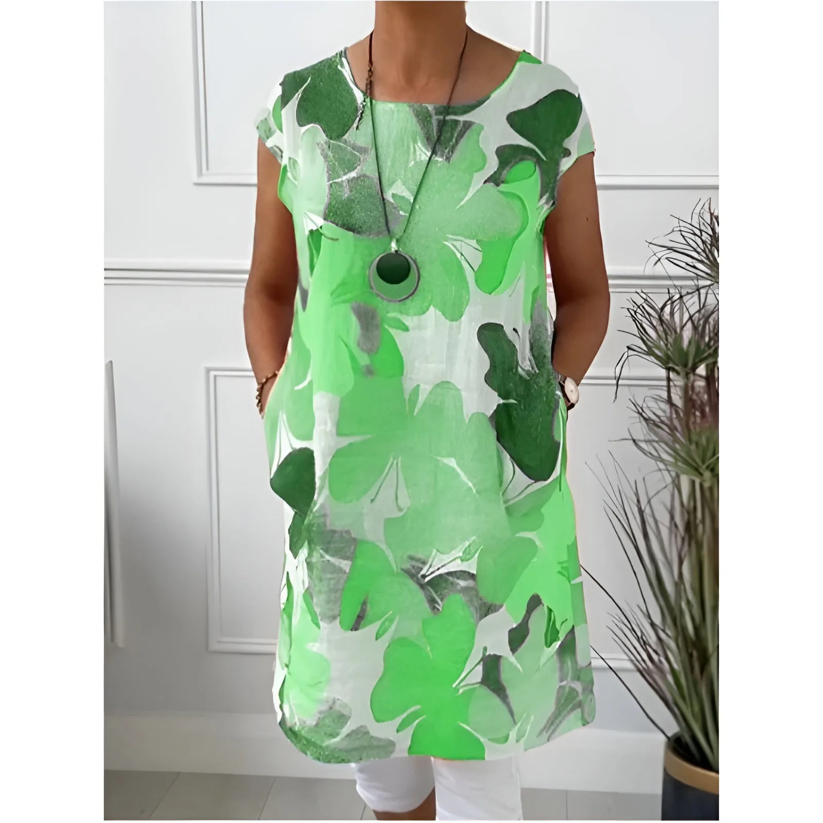 Mailin™ | Loose Tunic Dress with Floral Note