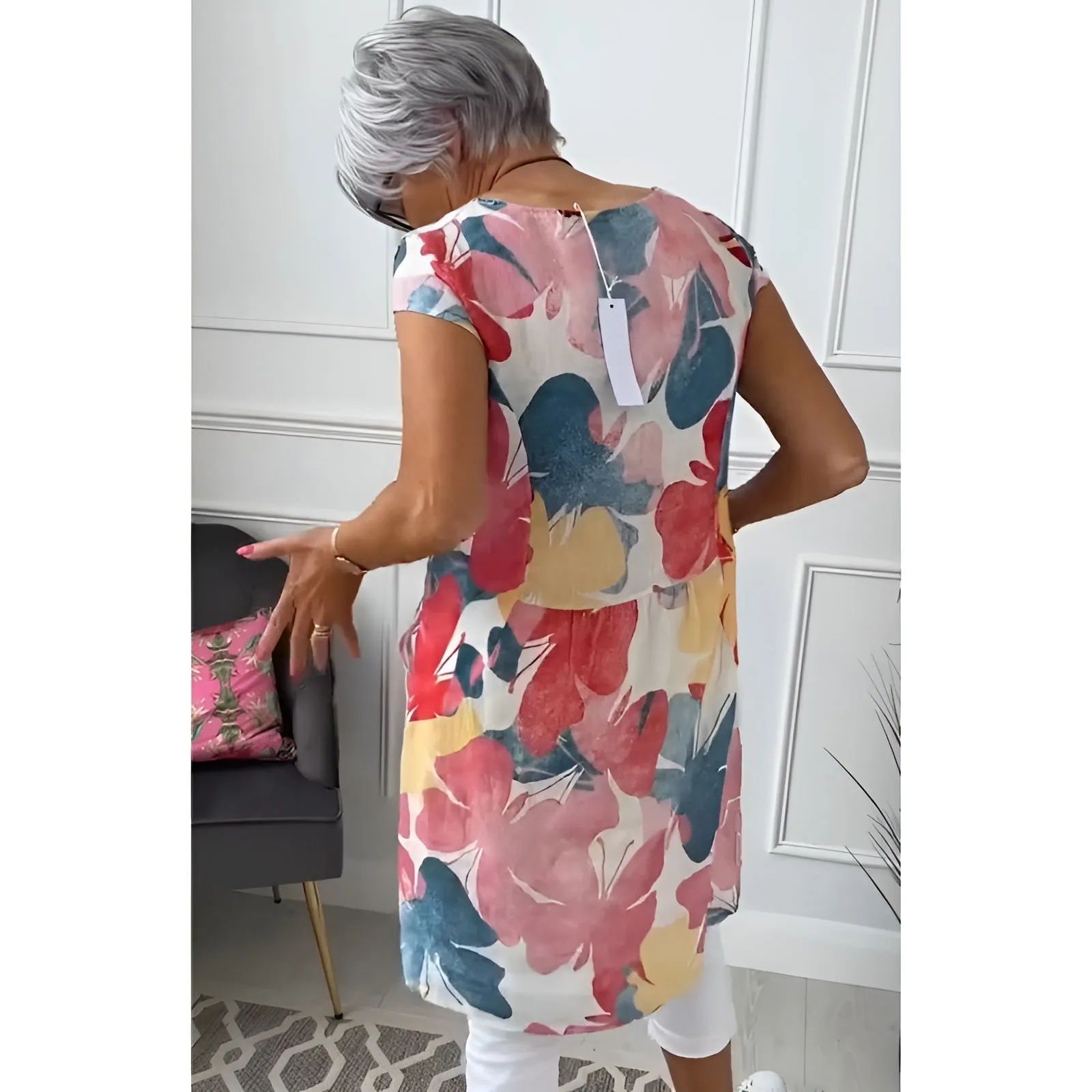 Mailin™ | Loose Tunic Dress with Floral Note
