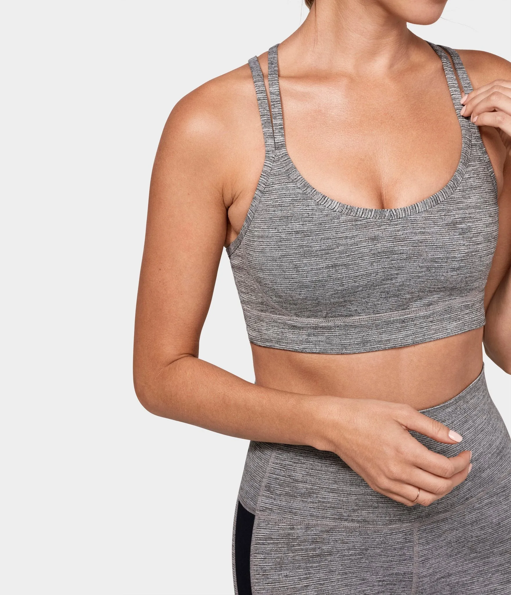 Manduka Apparel - Women's Cross Strap Bra 01 - Stone Melange