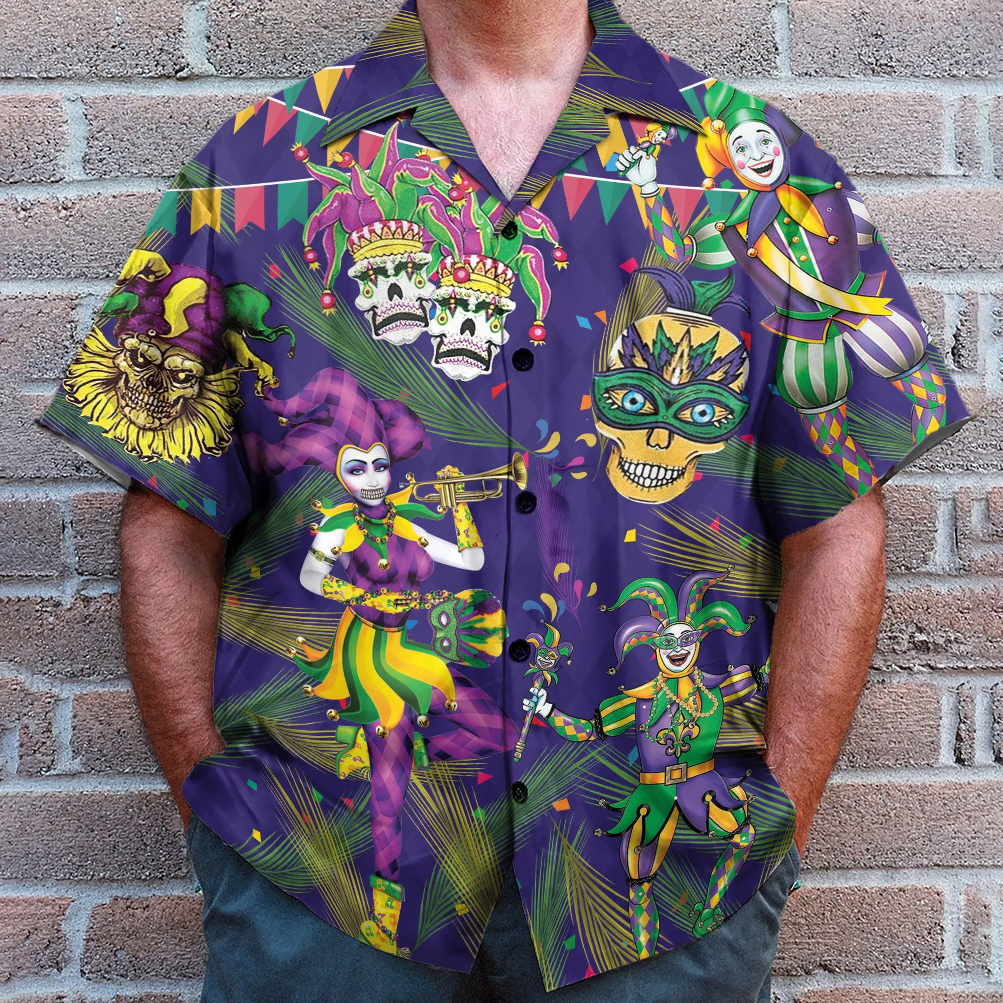 Mardi Gras Men's Button's Up Shirts - Hawaiian Shirt