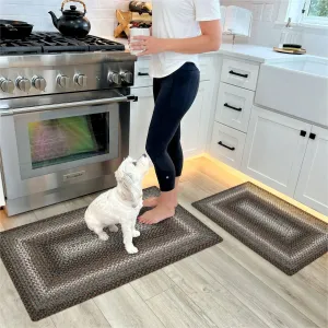 Midnight Moon Brown - Grey Ultra Durable Braided Rectangular Rug In Sets