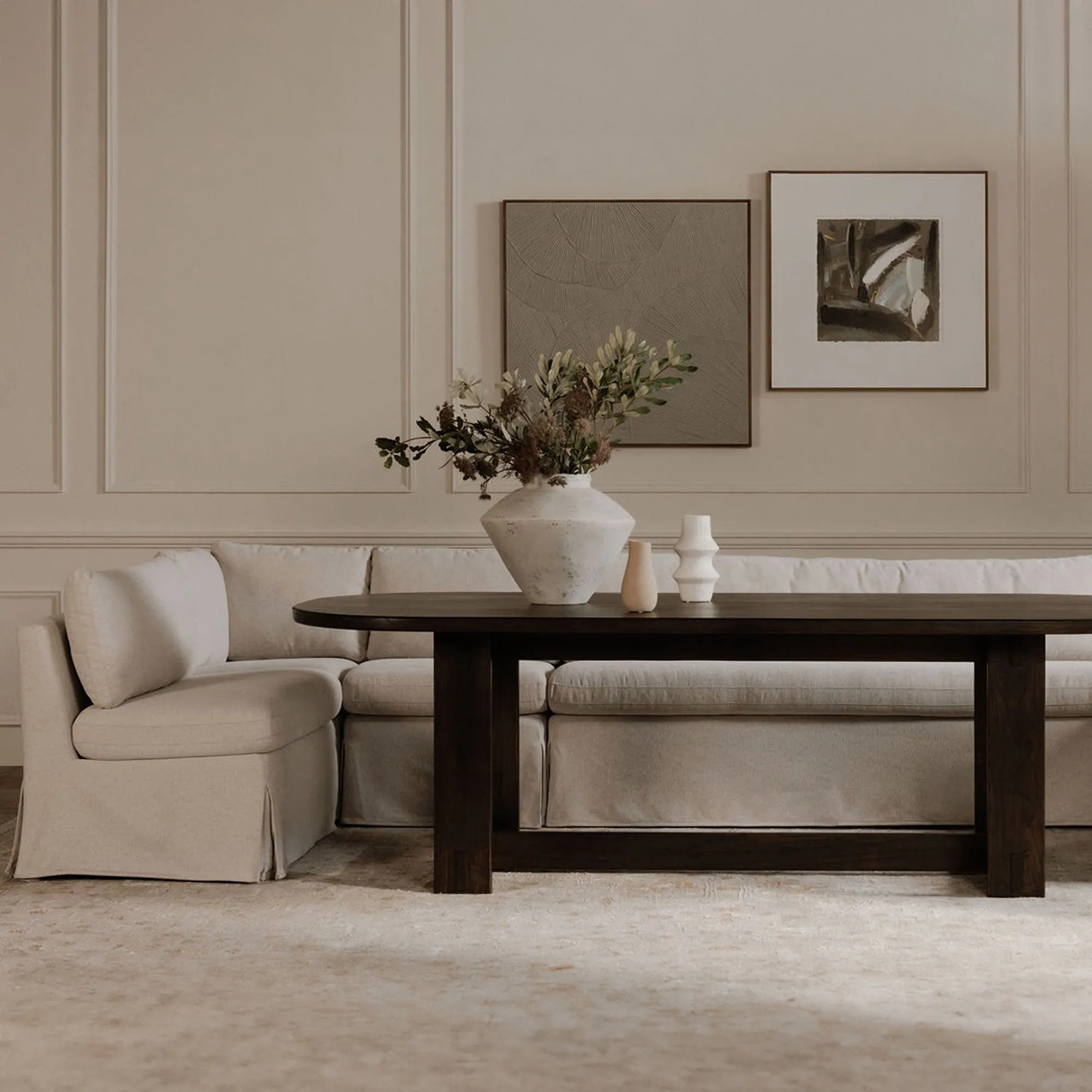 ModuVibe L-Shape Dining Banquette with Washable Slipcover