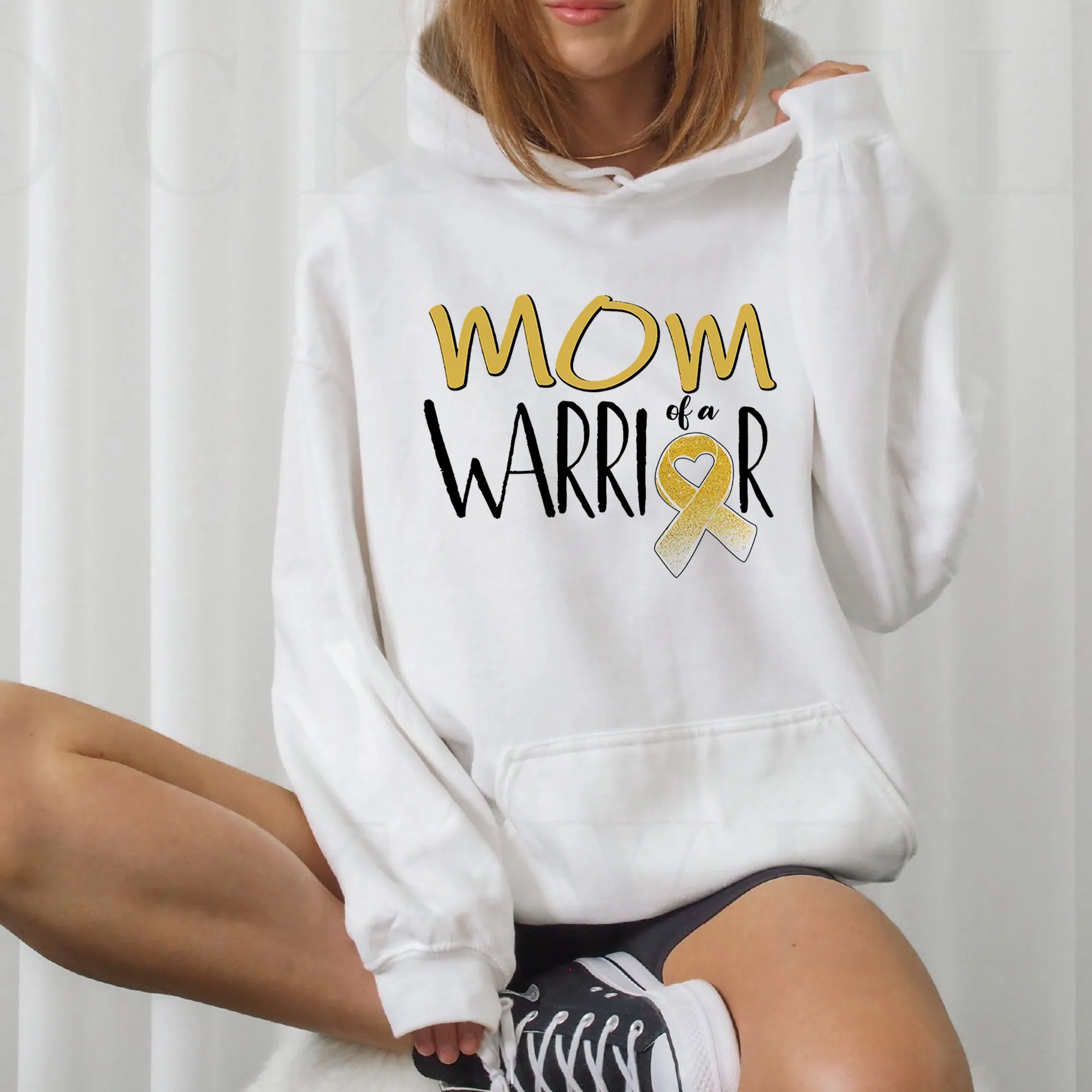 Mom Of A Warrior Hoodie, Mother of a Little Warrior Shirt, Cancer Survivor Hoodie , Mama T-shirt, Mother of a Strong Kid Crewneck