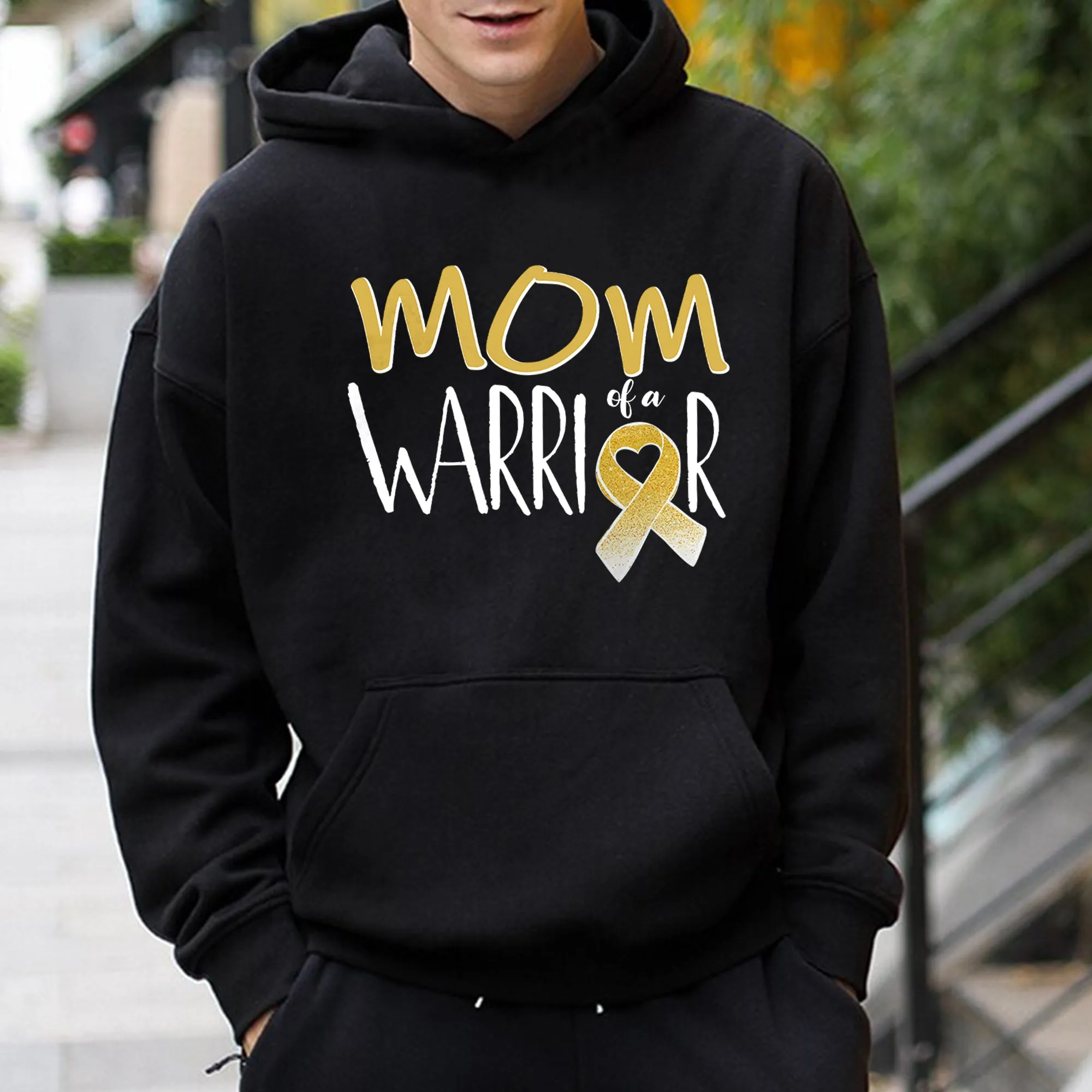 Mom Of A Warrior Hoodie, Mother of a Little Warrior Shirt, Cancer Survivor Hoodie , Mama T-shirt, Mother of a Strong Kid Crewneck