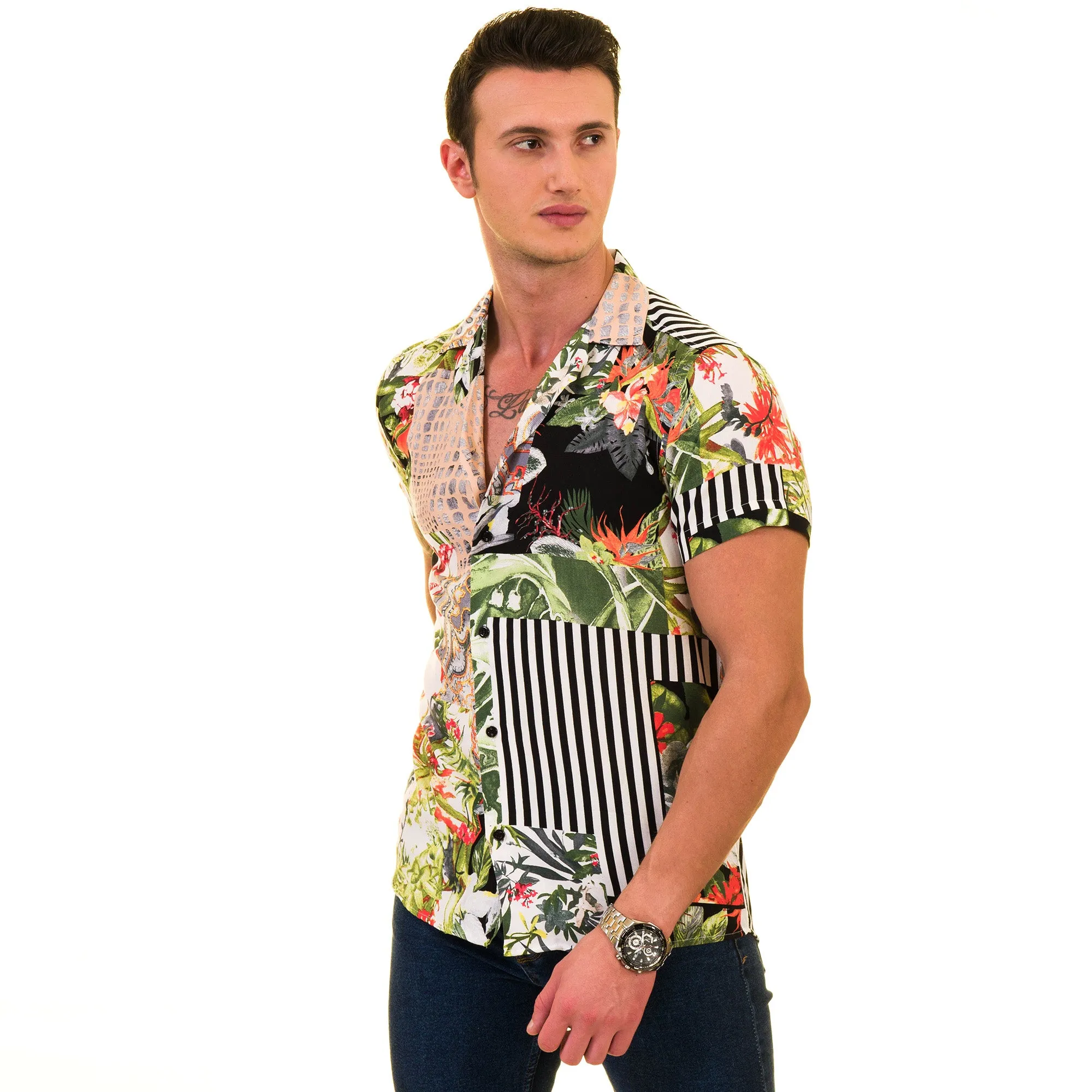 Multi Color European Made & Designed Hawaiian Summer Shirts For Men