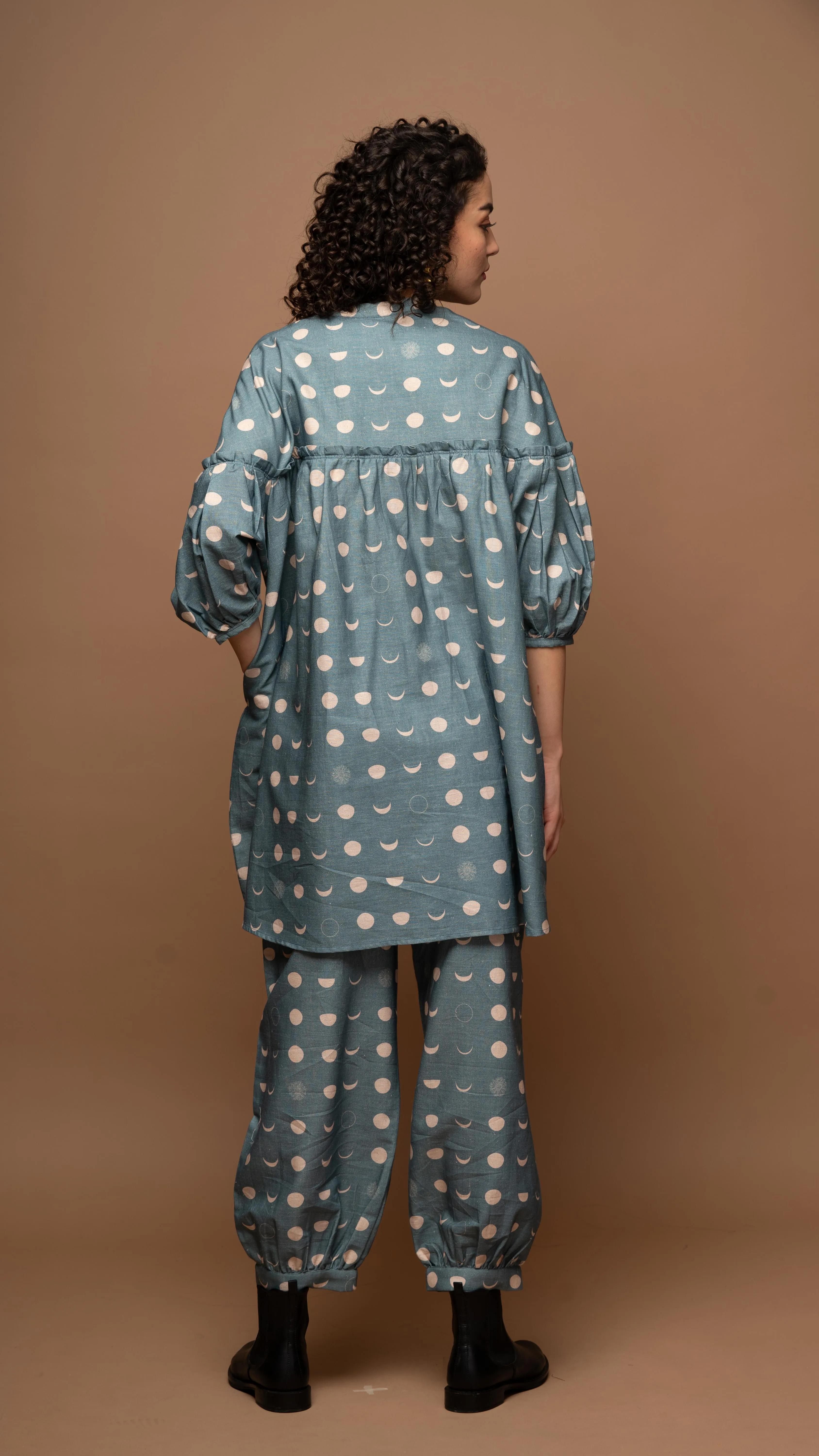 Muted Blue Tranquil Co-ord Pants Set in I will be back Pattern
