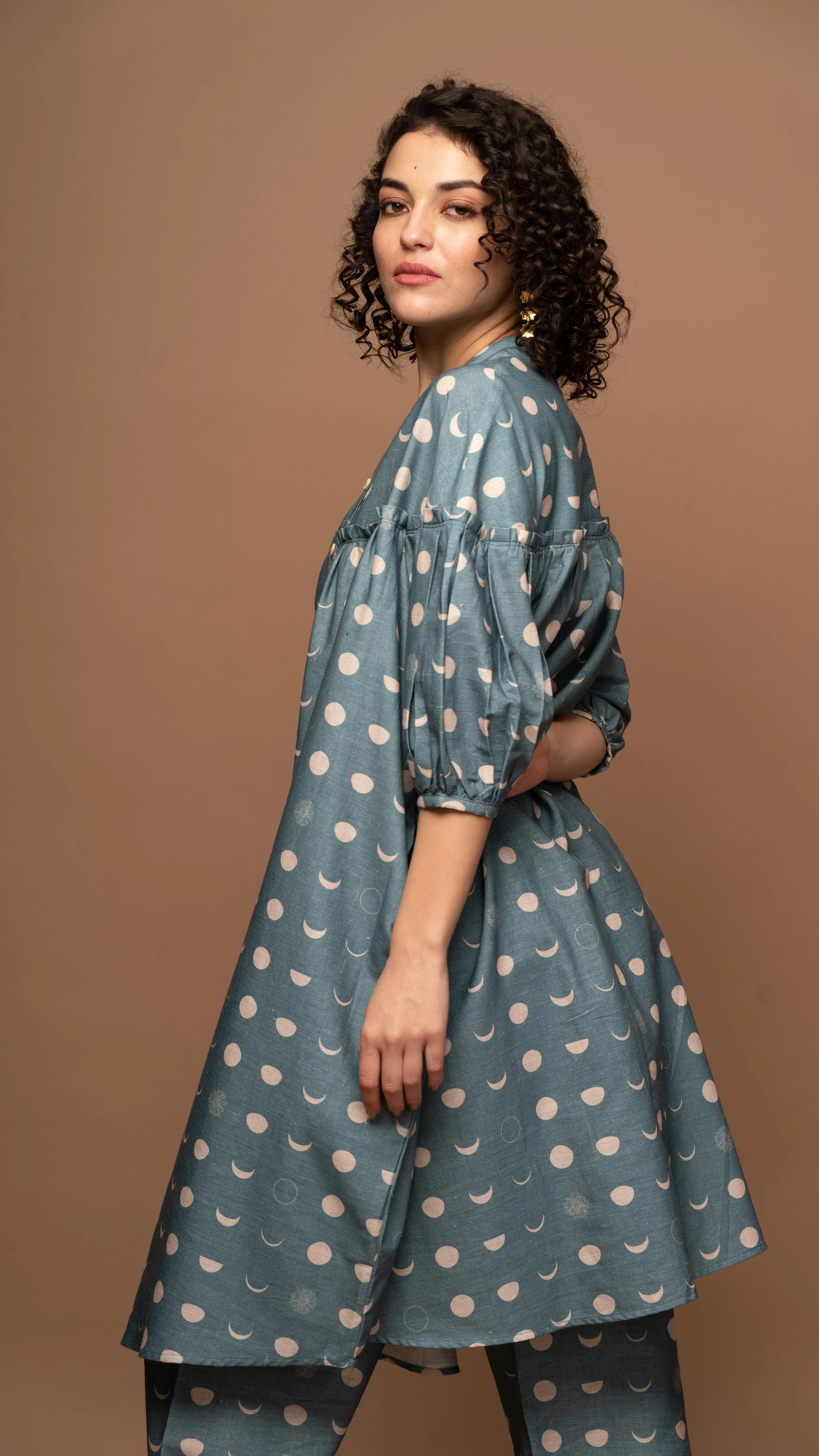 Muted Blue Tranquil Co-ord Pants Set in I will be back Pattern