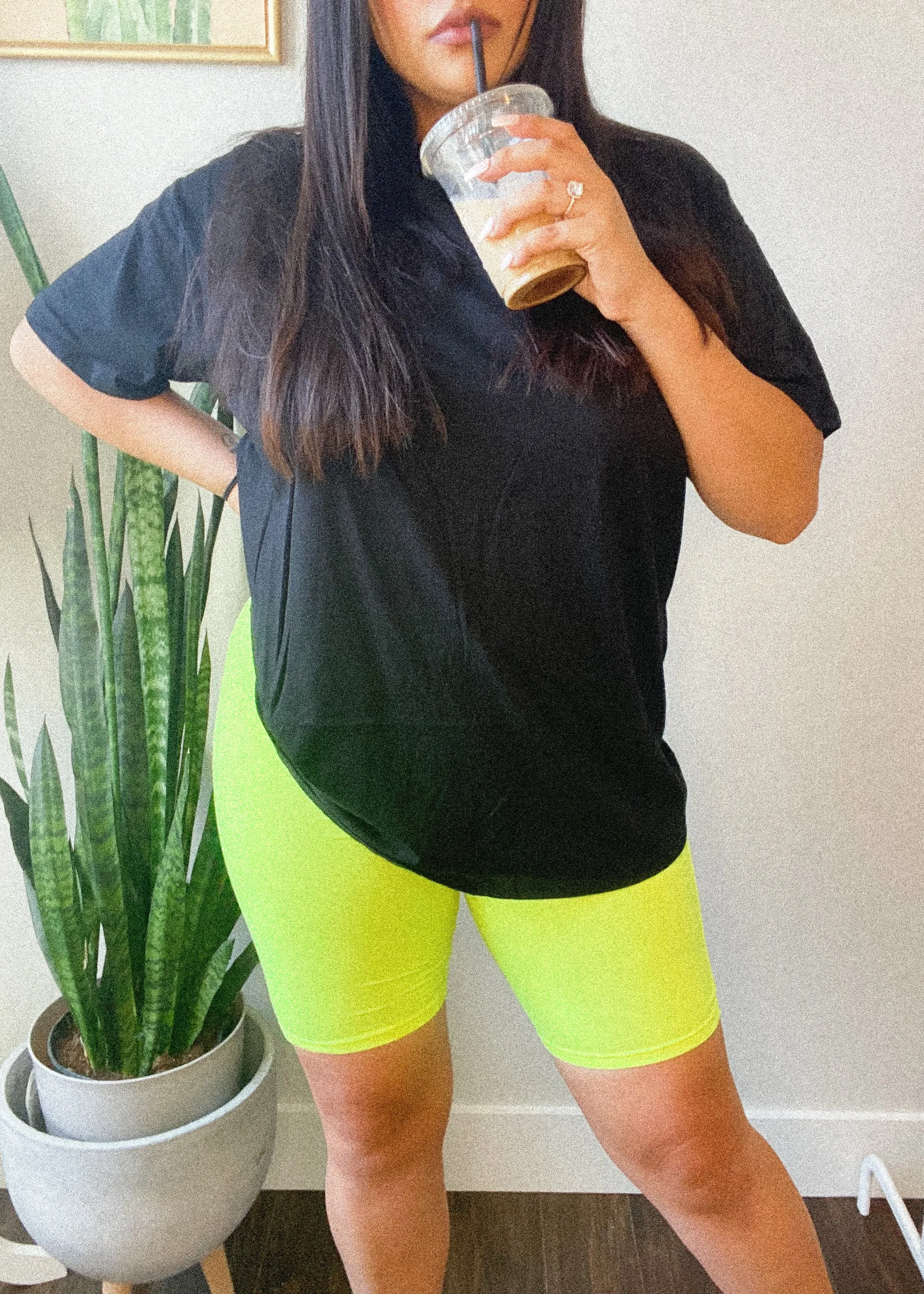 neon lights biker shorts