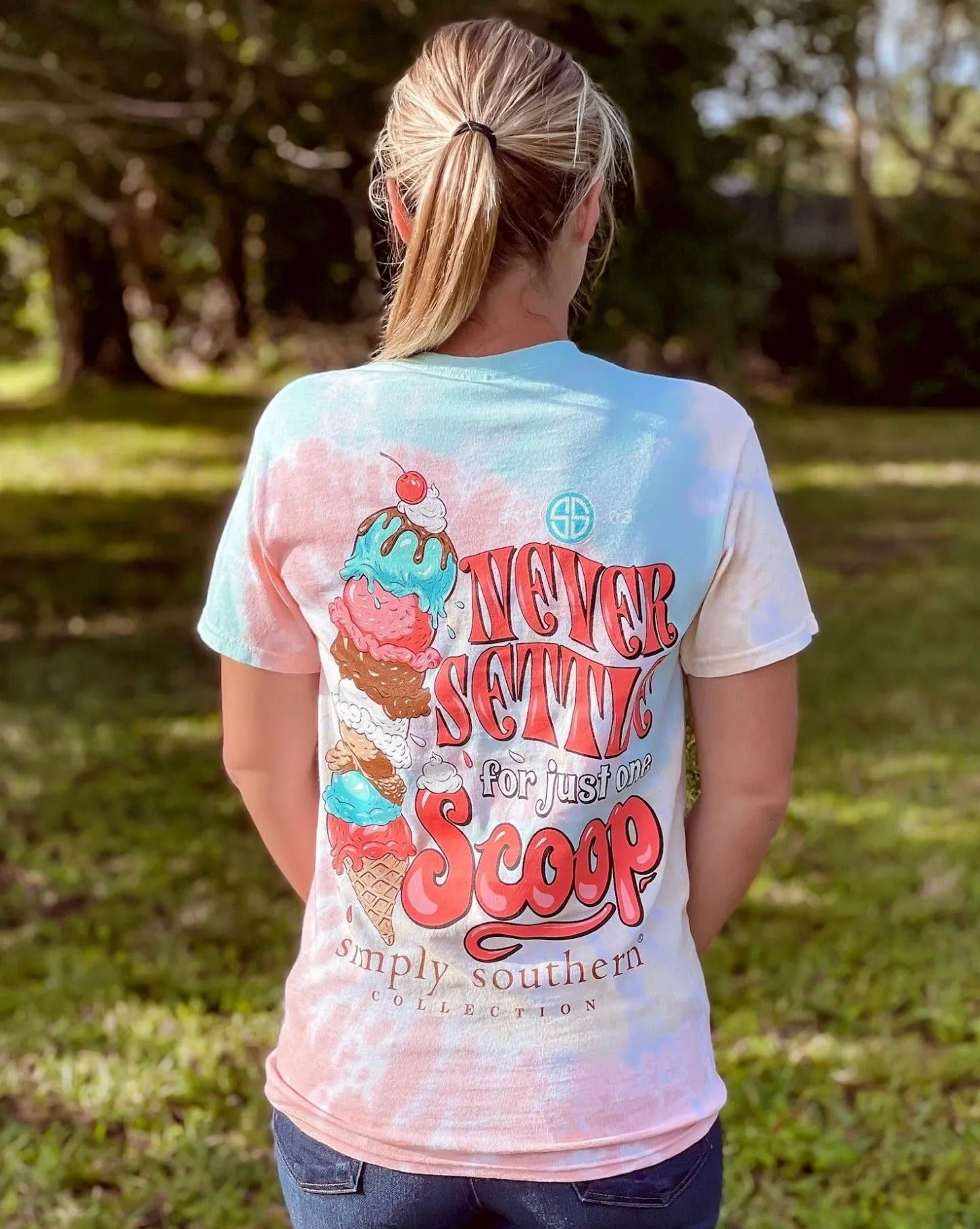 'Never Settle For Just One Scoop' Tie Dye Short Sleeve Tee by Simply Southern