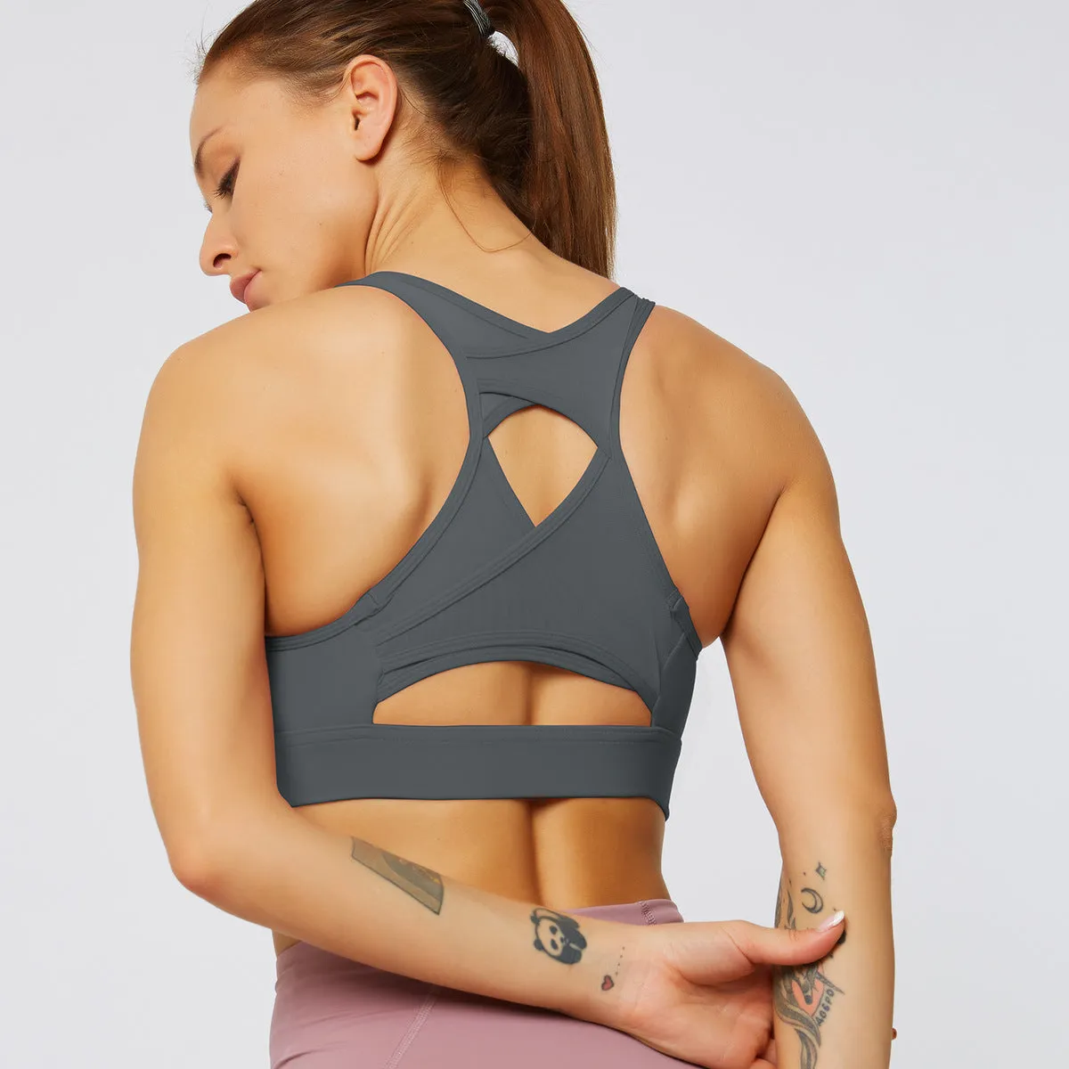 Oem Mesh Stitch Beauty Back Ladies Vests Sexy Clothing Gathering Running Sports Bra Women Fitness Gym Crop Top Yoga Push Up Bra