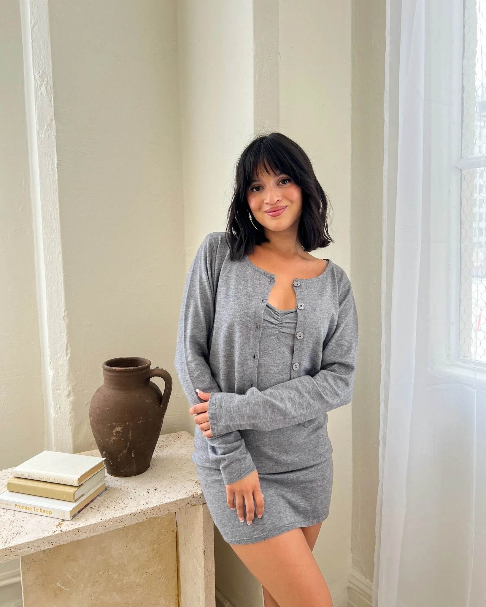 OOTD Knit Mini Dress & Cardigan Set