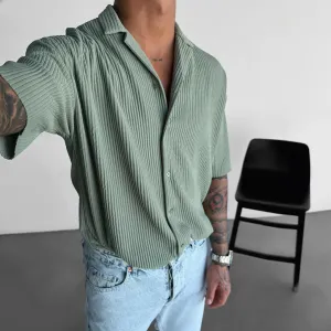 OVERSIZE RIBBED SHIRT - TEA GREEN