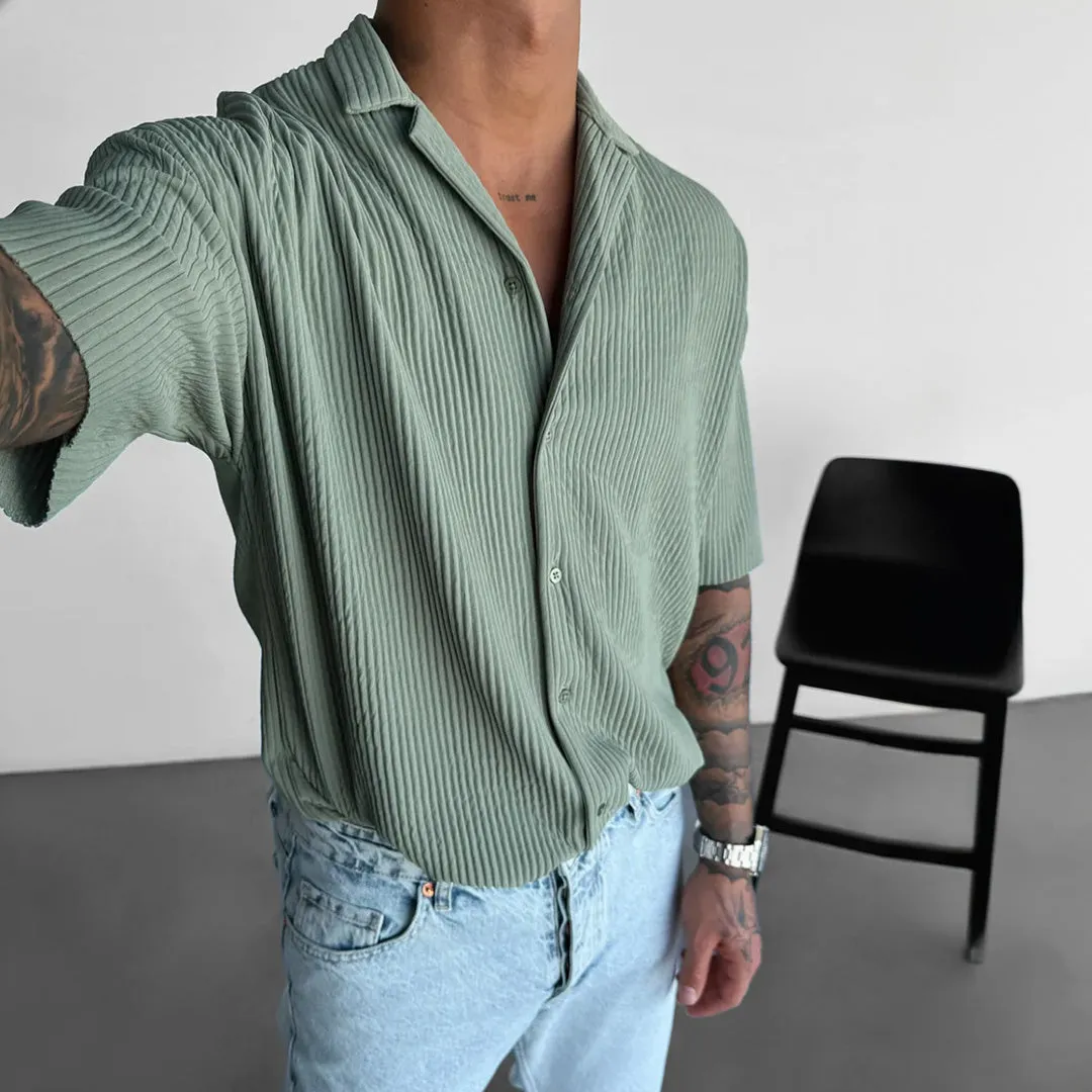 OVERSIZE RIBBED SHIRT - TEA GREEN